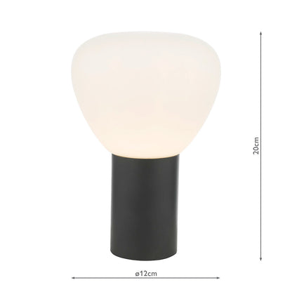 Dar Zorah Touch Table Lamp Opal Glass and Matt Black