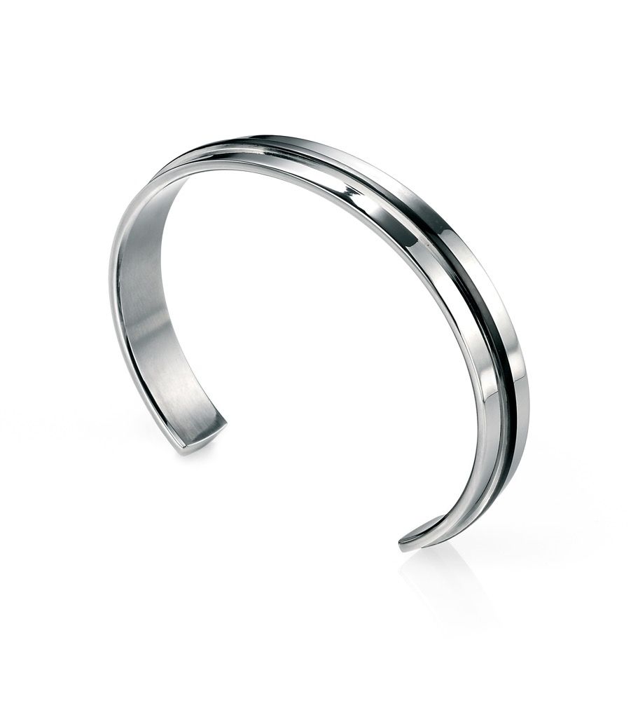Fred Bennett Black IP Detailed Cuff Bangle