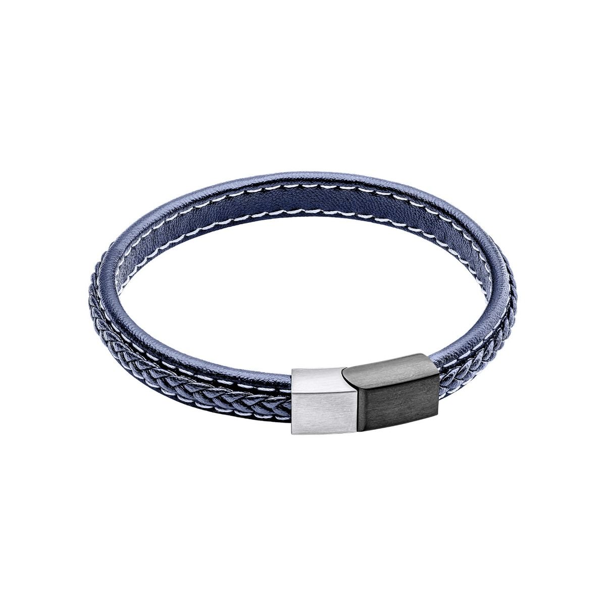 Fred Bennett Plait Detail Leather Bracelet With Brushed Finish