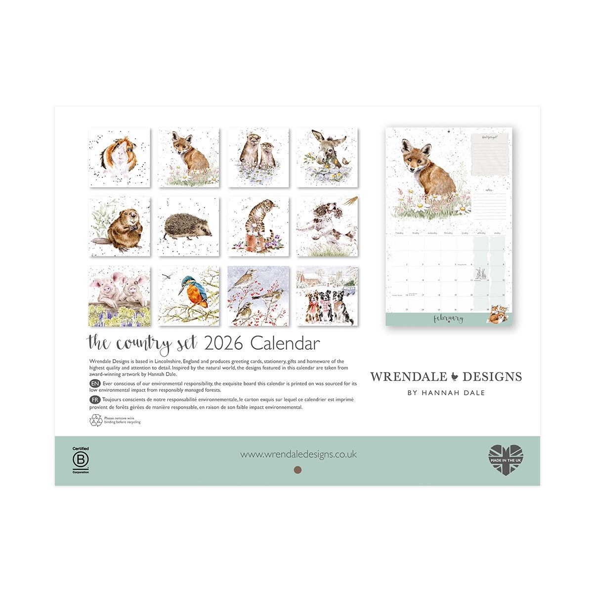 Wrendale Designs 'The Country Set' Landscape Calendar 2026
