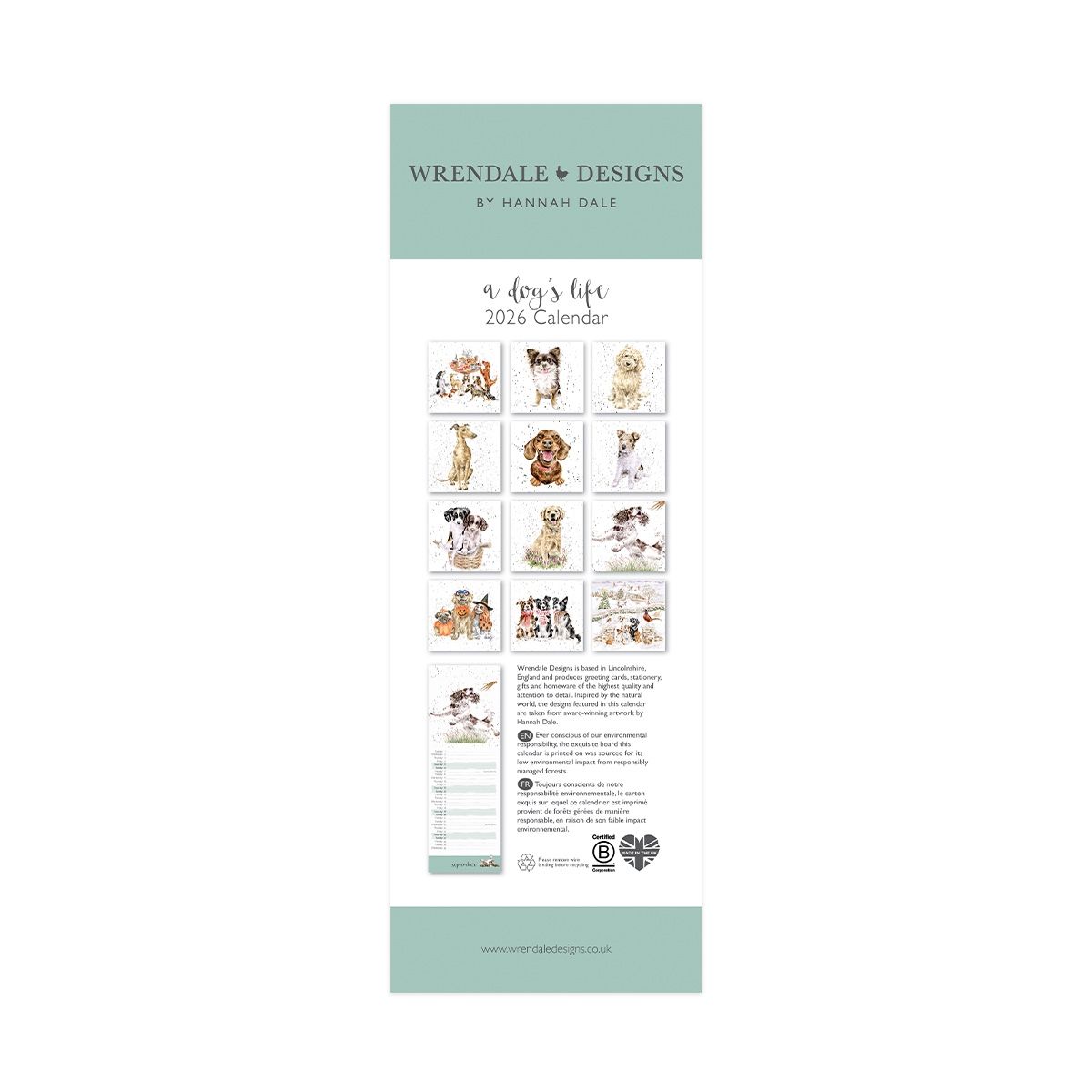 Wrendale Designs 'A Dog's Life' Slim Calendar 2026