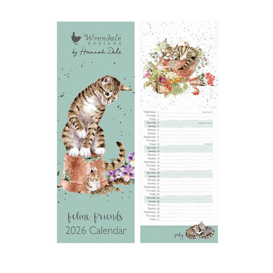 Wrendale Designs 'Feline Friends' Slim Calendar 2026