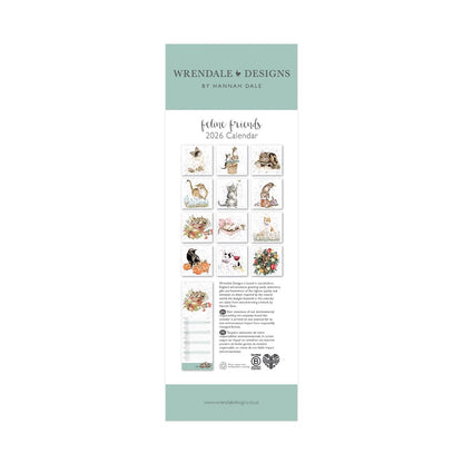 Wrendale Designs 'Feline Friends' Slim Calendar 2026