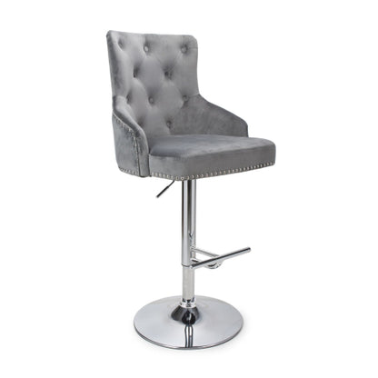 Shankar Rocco Brushed Velvet Bar Stool in Grey