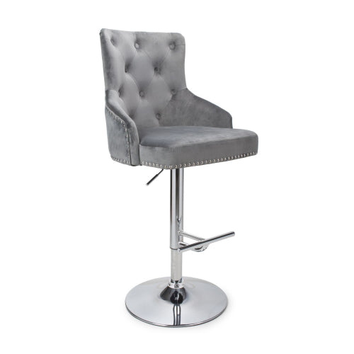 Shankar Rocco Brushed Velvet Bar Stool in Grey