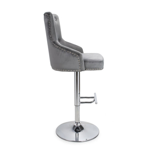 Shankar Rocco Brushed Velvet Bar Stool in Grey