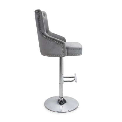 Shankar Rocco Brushed Velvet Bar Stool in Grey