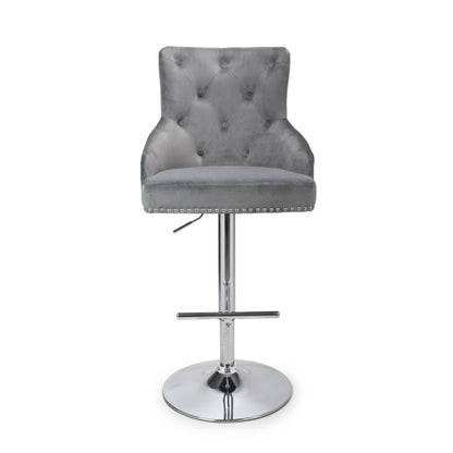 Shankar Rocco Brushed Velvet Bar Stool in Grey