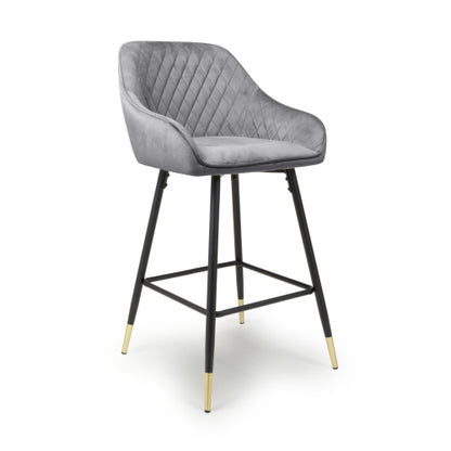 Shankar Savanna Brushed Velvet Bar Stool in Grey