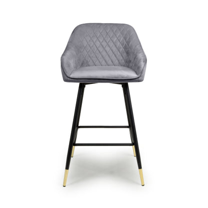 Shankar Savanna Brushed Velvet Bar Stool in Grey