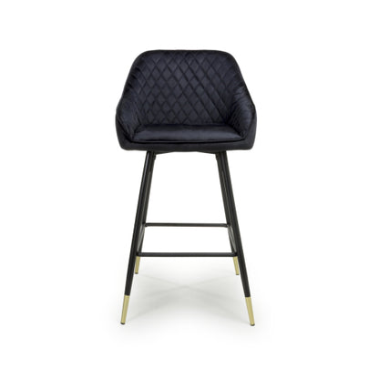 Shankar Savanna Brushed Velvet Bar Stool in Black