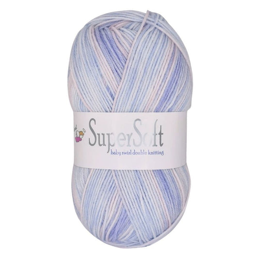 Woolcraft Jarol Supersoft Baby Swirl DK in Blue and White