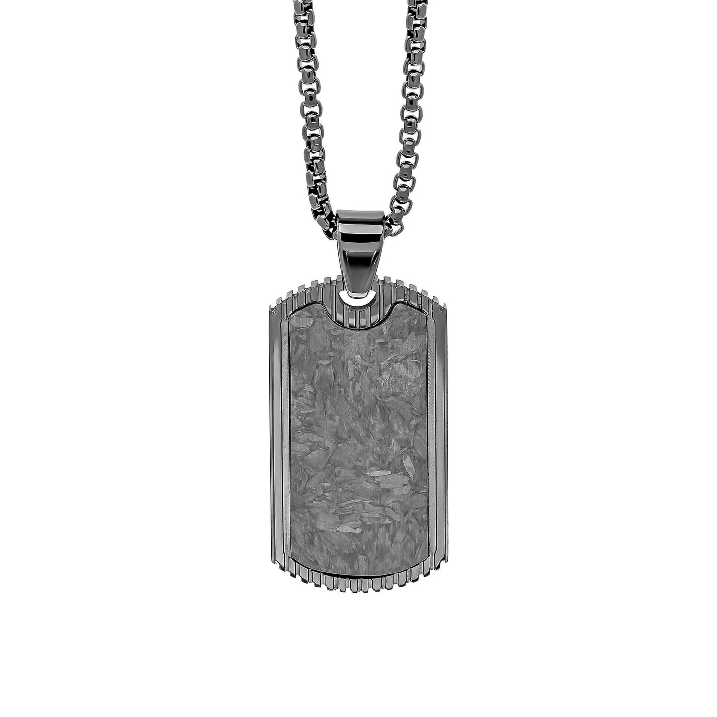Fred Bennett Black Plated Steel and Carbon Fibre Dog Tag Pendant