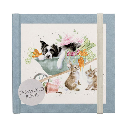 Wrendale Designs 'Sleeping on the Job' Border Collie and Rabbit Password Book