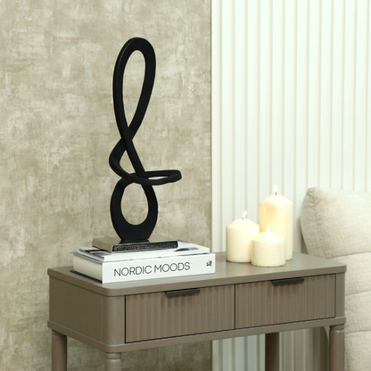 Black Metal Sculpture with Nickel Base