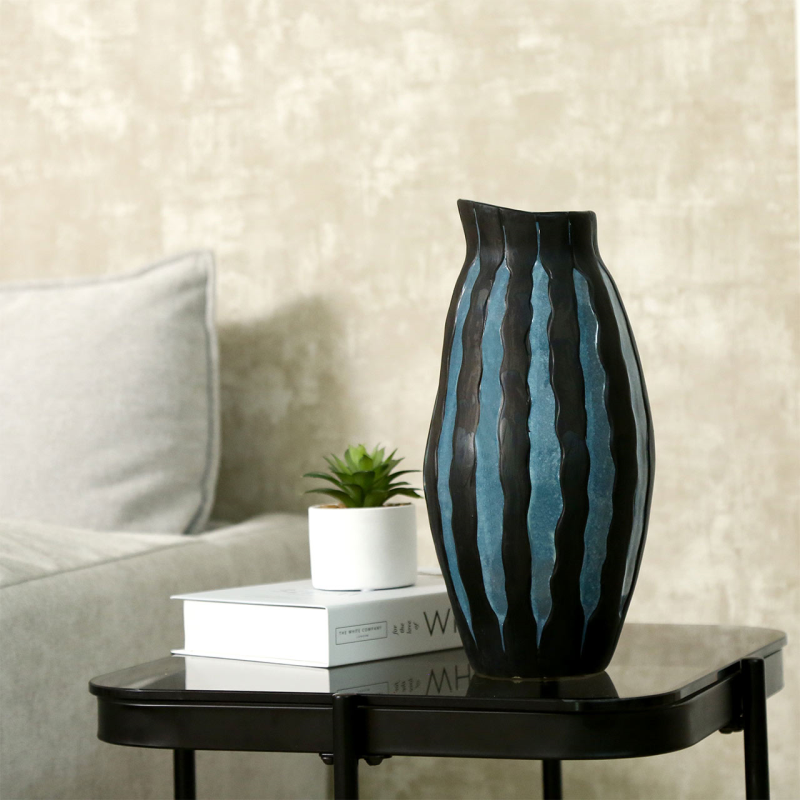 Black and Blue Ceramic Vase (32.5cm)