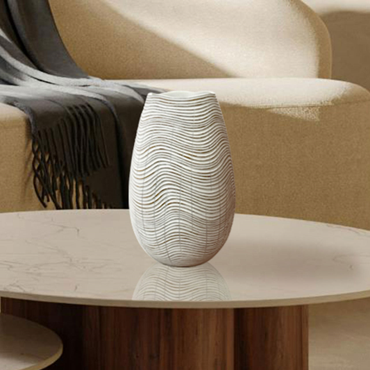 White and Brown Polyresin Vase (30cm)