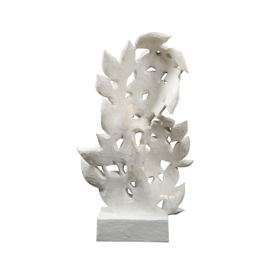 Cream & Gold Polyresin Couple Leaf Figurine (38.6cm)