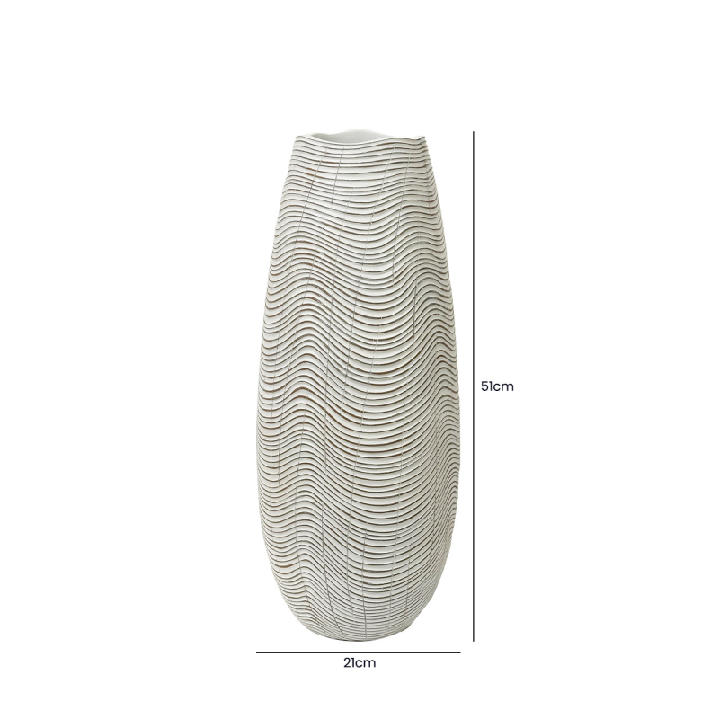 White and Brown Polyresin Vase (51cm)