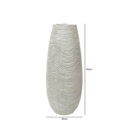 White and Brown Polyresin Vase (51cm)
