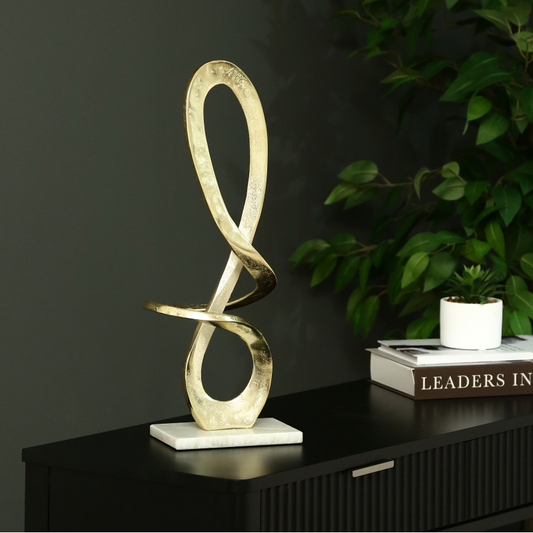 Metal Sculpture with White Marble Base
