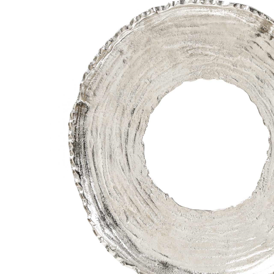 Nickel Round Metal Sculpture with Black Base (38cm)