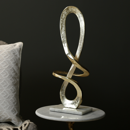 Metal Sculpture with White Marble Base