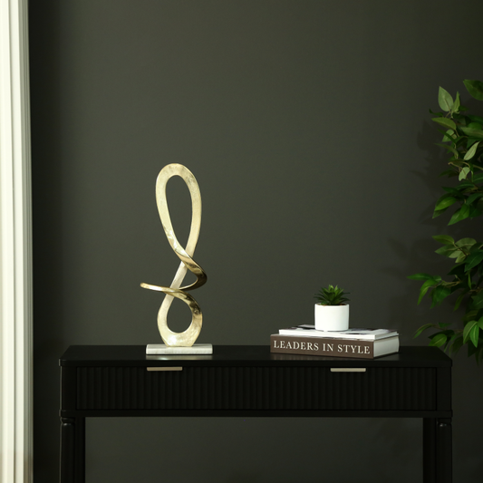Metal Sculpture with White Marble Base
