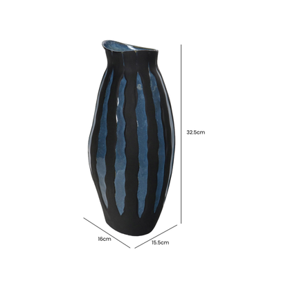 Black and Blue Ceramic Vase (32.5cm)