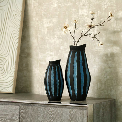 Black and Blue Ceramic Vase (32.5cm)