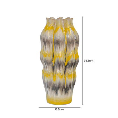 Beige Ceramic Vase with Multicolour Stripes (36.5cm)