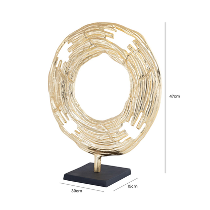 Gold Round Metal Sculpture (47cm)