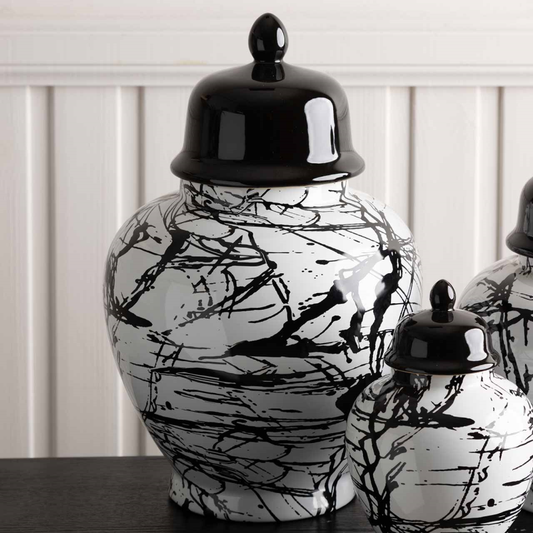 Black and White Splash Ginger Jar