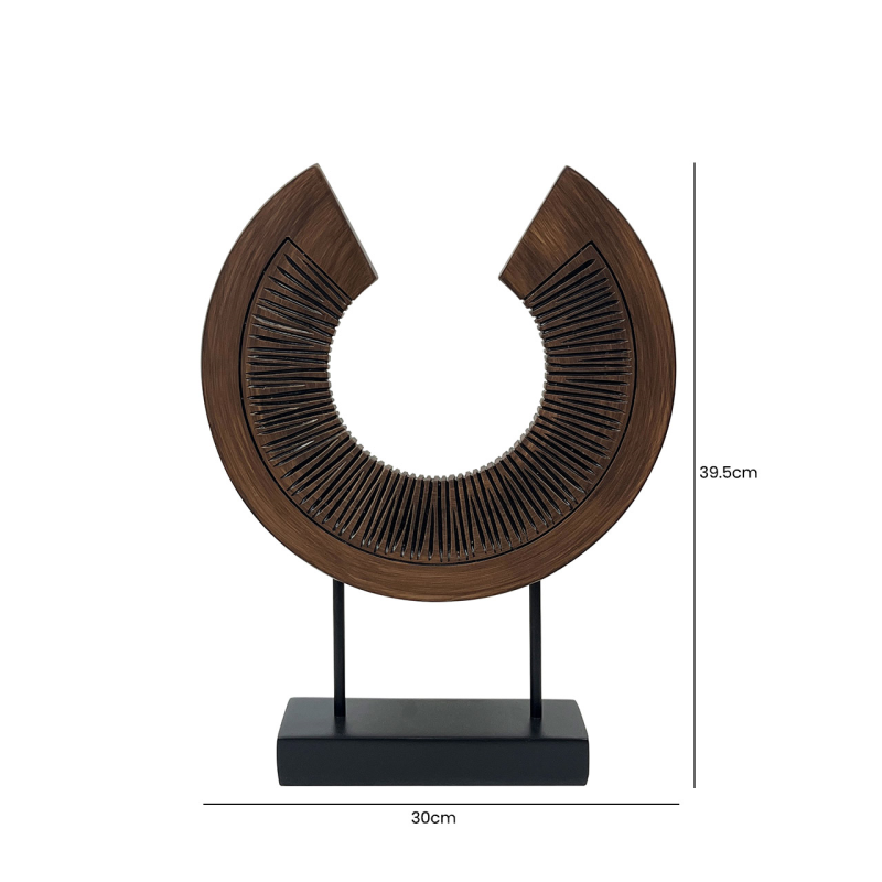 Black & Brown Semi circular Polyresin Sculpture