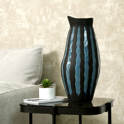 Black and Blue Ceramic Vase (44.5cm)