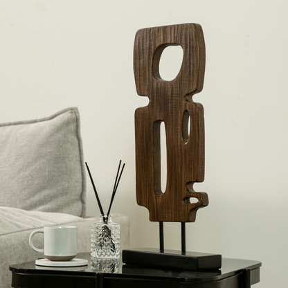 Black and Brown Abstract Polyresin Sculpture