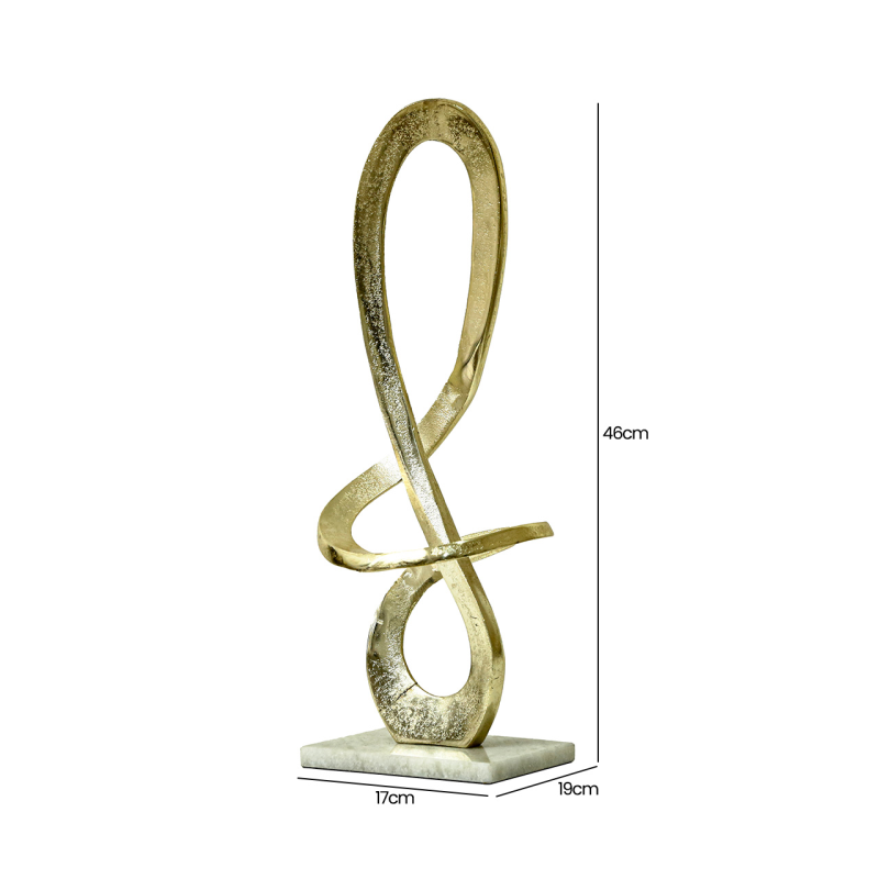 Metal Sculpture with White Marble Base