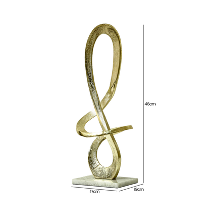 Metal Sculpture with White Marble Base