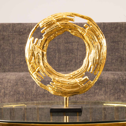 Gold Round Metal Sculpture (39cm)