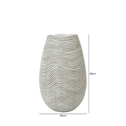 White and Brown Polyresin Vase (30cm)