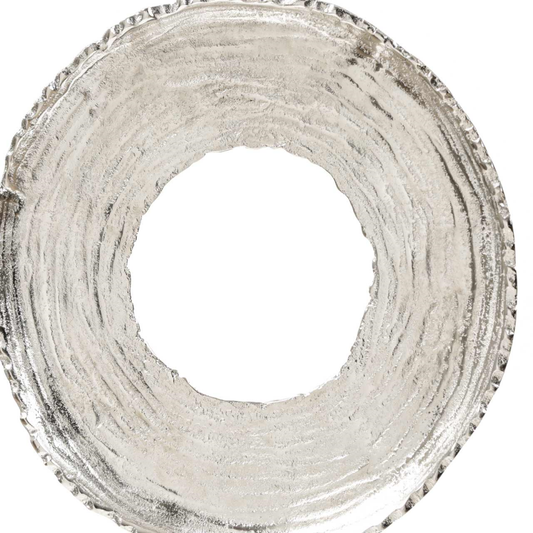 Nickel Round Metal Sculpture with Black Base (46cm)