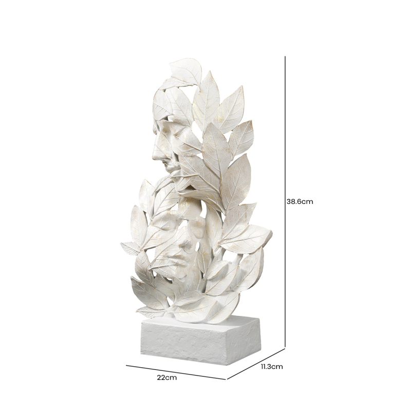 Cream & Gold Polyresin Couple Leaf Figurine (38.6cm)