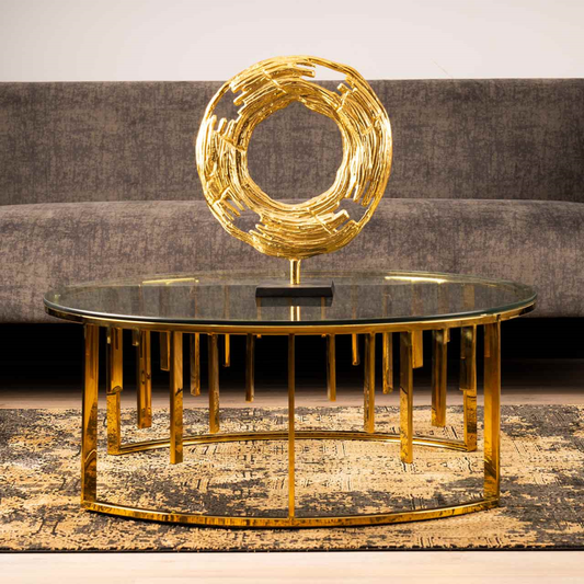 Gold Round Metal Sculpture (39cm)