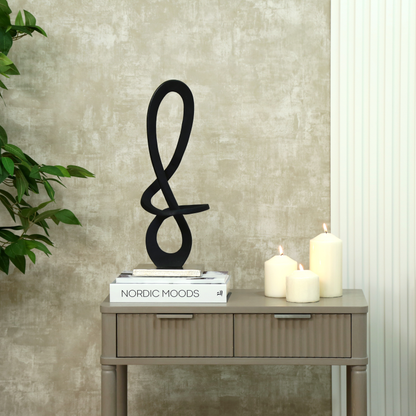 Black Metal Sculpture with Nickel Base