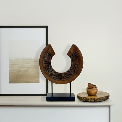 Black & Brown Semi circular Polyresin Sculpture