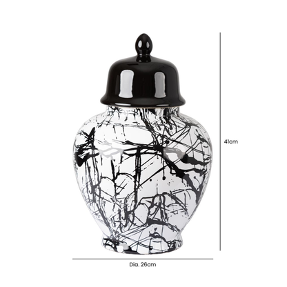Black and White Splash Ginger Jar