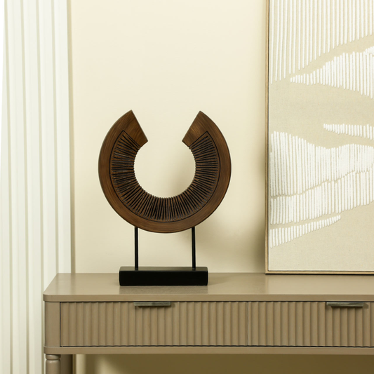 Black & Brown Semi circular Polyresin Sculpture