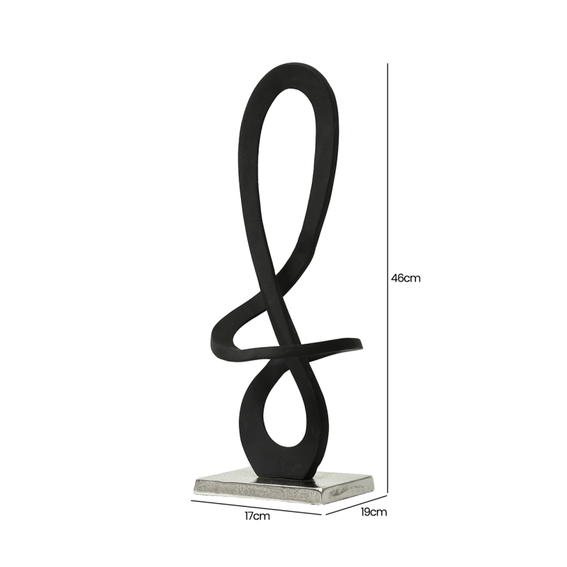 Black Metal Sculpture with Nickel Base