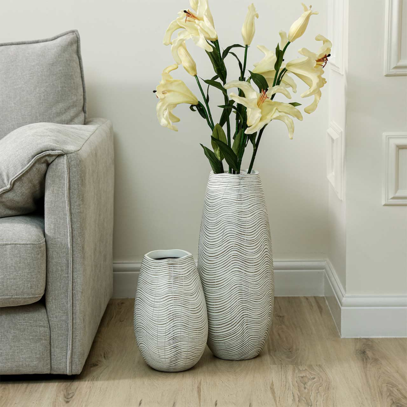 White and Brown Polyresin Vase (51cm)