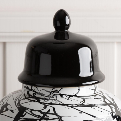 Black and White Splash Ginger Jar